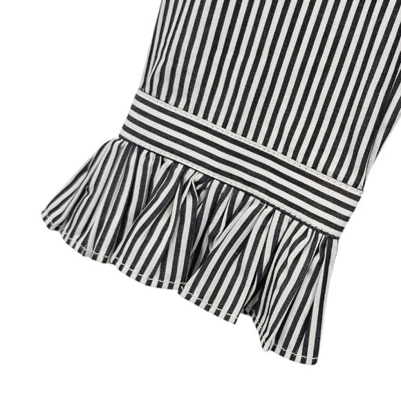 J. Crew Womens 0 Ruffle Classic Fit Washed Cotton Poplin Shirt in Stipe - Picture 3 of 13